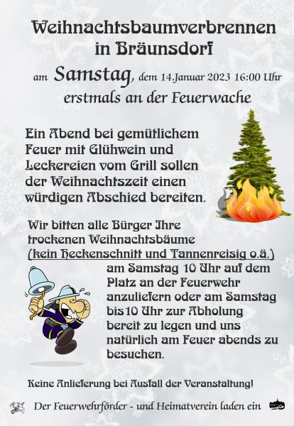 Weihnachtsbaumverbrennen am 14.01.2023